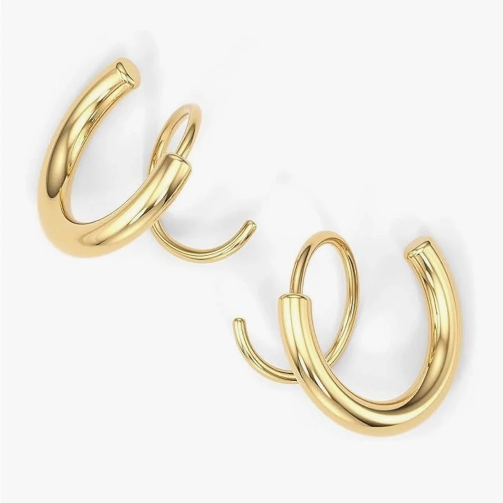 14k Spiral Gold Hoops - Picture 1 of 4